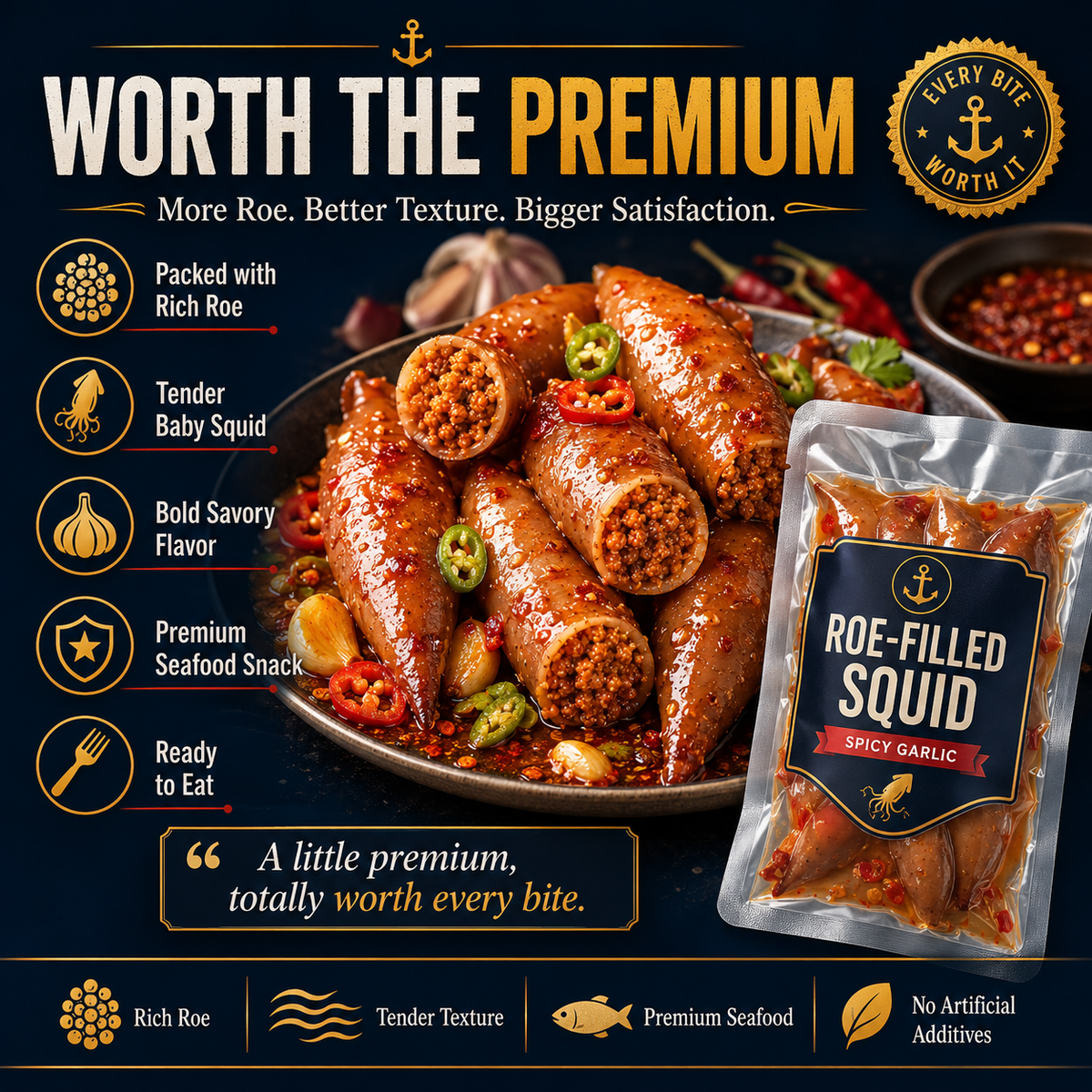 DEEP SEA SQUID - High-protein, Non-fried, Rich in DHA.-Huihui