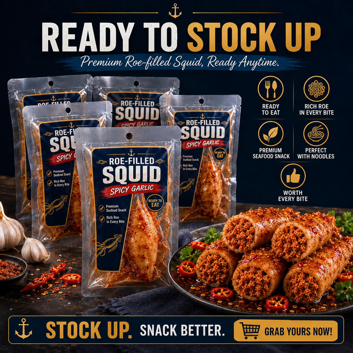 DEEP SEA SQUID - High-protein, Non-fried, Rich in DHA.-Huihui