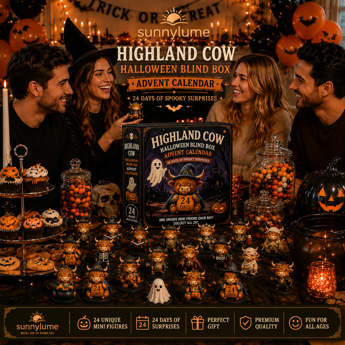 🔥🎃 Limited Edition 2026 Highland Cow Halloween Mystery Advent Calendar – 24 Days of Spooky Surprises-Huihui