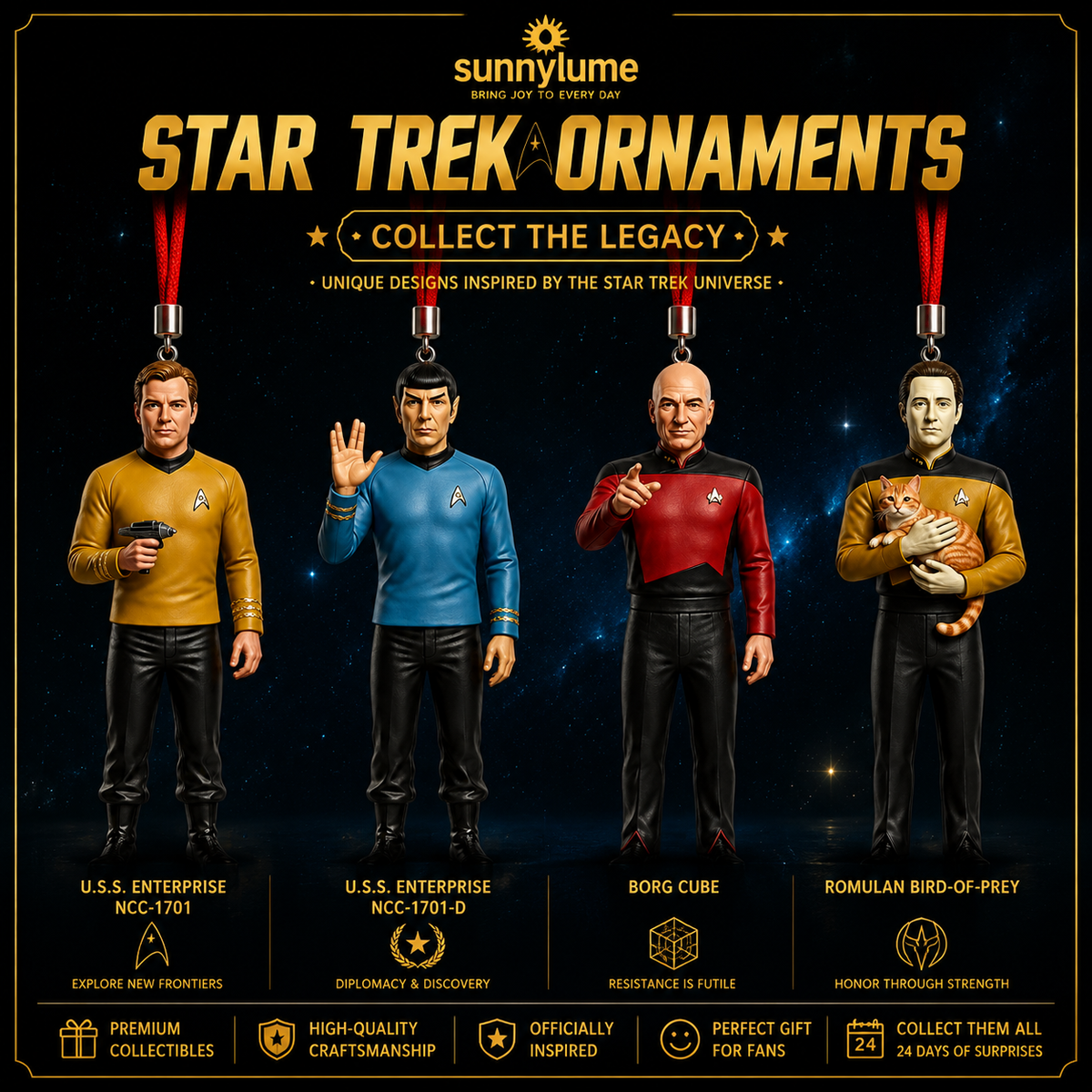 🎄 Star Trek 60th Anniversary 2026 Christmas Advent Calendar – 24 Days of Exclusive Collectible Surprises-Huihui